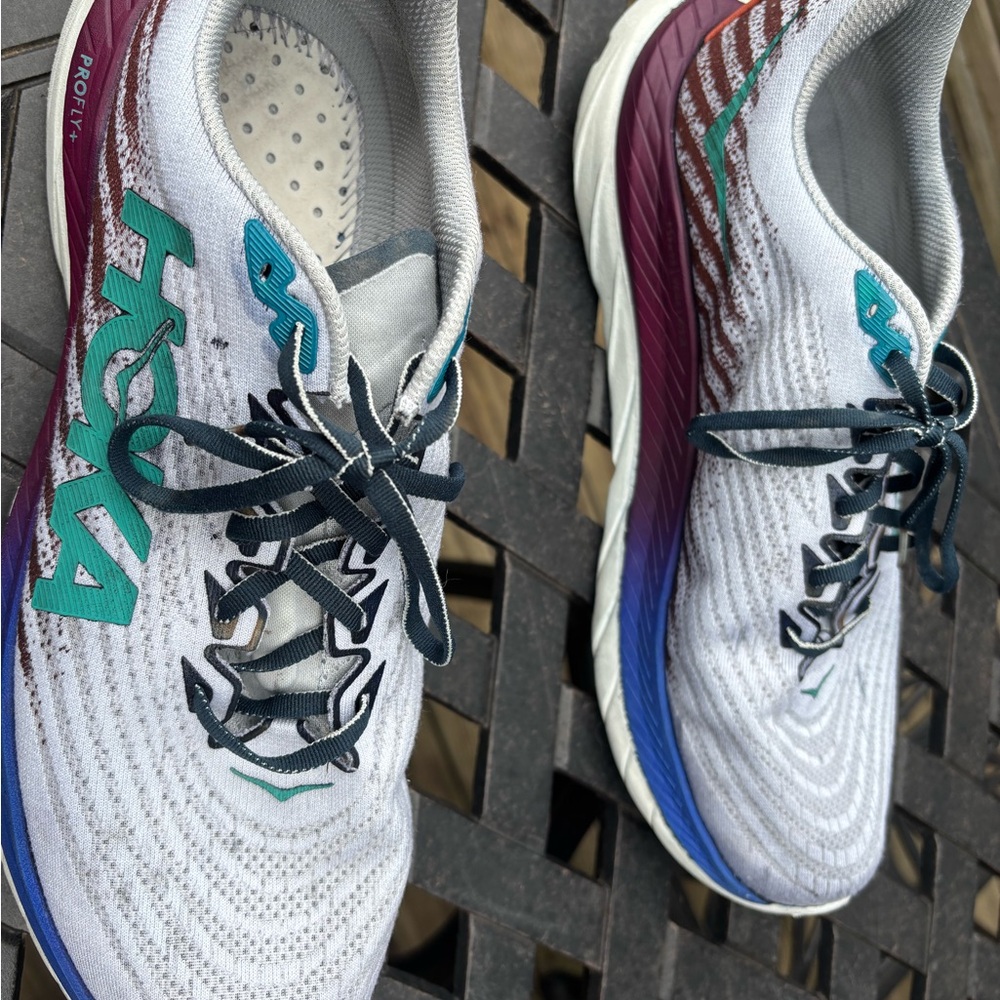 Hoka Gray and Teal Athletic Shoes